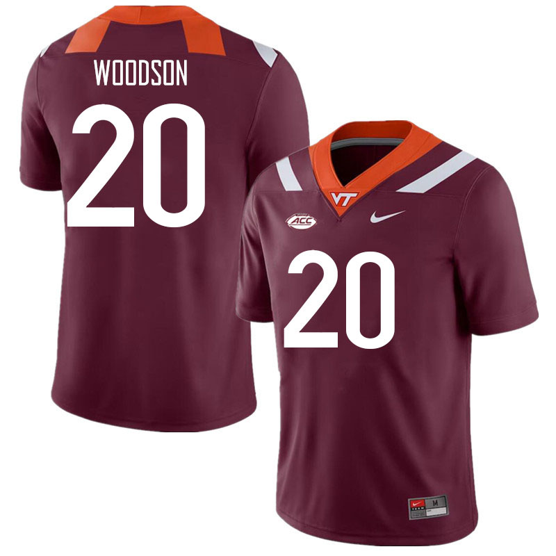 Men #20 Caleb Woodson Virginia Tech Hokies College Football Jerseys Stitched Sale-Maroon